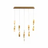 Schuller Valencia Suspension LED Twist, 5 lampes. Aluminium, métal, acrylique, doré| Suspensions Led|Suspensions