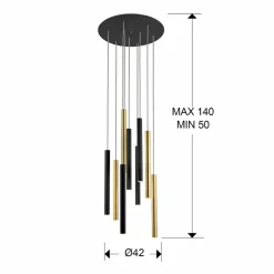 Schuller Valencia Suspension LED Varas contrôle 9 lampes doré/noir| Suspensions Led|Suspensions