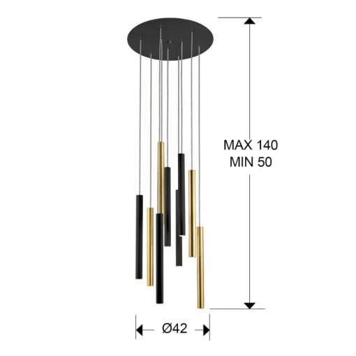 Schuller Valencia Suspension LED Varas contrôle 9 lampes doré/noir| Suspensions Led|Suspensions