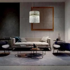 Masiero Suspension LED Vegas Double Round, Ø 40 cm, verre cristal| Suspensions Led|Suspensions
