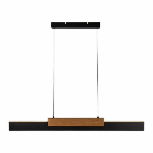 Näve Suspension LED Wiebke, noir détail bois 120,5 cm intensité variable| Suspensions Led|Suspensions
