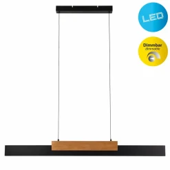 Näve Suspension LED Wiebke, noir détail bois 120,5 cm intensité variable| Suspensions Led|Suspensions