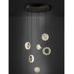 Sil-Lux Suspension LED Yo-Yo, à 6 lampes, noire/dorée| Suspensions Led|Suspensions