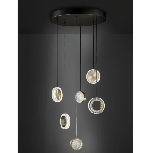 Sil-Lux Suspension LED Yo-Yo, à 6 lampes, noire/dorée| Suspensions Led|Suspensions