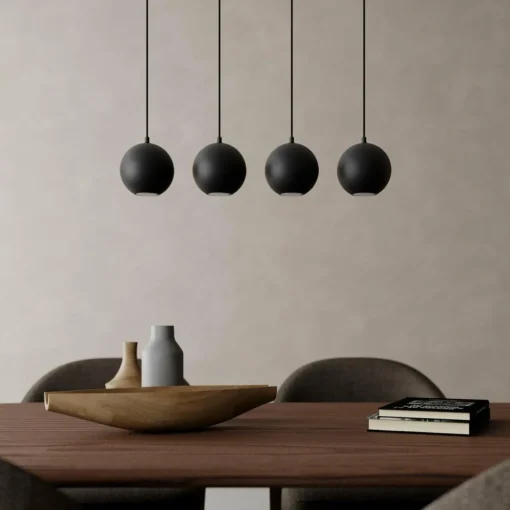 HELAM Suspension Midnight en noir 4 lampes long| Suspensions Led|Suspensions