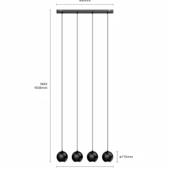 HELAM Suspension Midnight en noir 4 lampes long| Suspensions Led|Suspensions