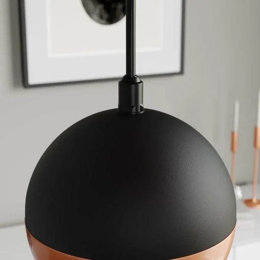 HELAM Suspension Midnight en noir/cuivré 4 lampes ronde| Suspensions Led|Suspensions