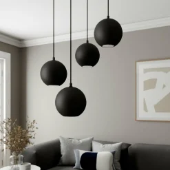 HELAM Suspension Midnight noir à quatre lampes rond| Suspensions Led|Suspensions