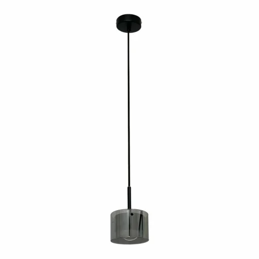 Lindby Suspension Rilea, noir, verre fumé, lentille, 4200K| Suspensions Led|Suspensions