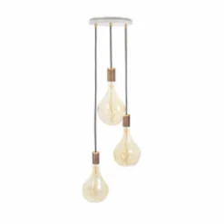 Tala Suspension Triple Pendant ronde, E27 claire, blanc/noix| Suspensions Led|Suspensions
