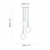 Tala Suspension Triple Pendant ronde, E27 opale, blanc/laiton| Suspensions Led|Suspensions