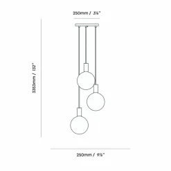 Tala Suspension Triple Pendant ronde, E27 opale, blanc/laiton| Suspensions Led|Suspensions