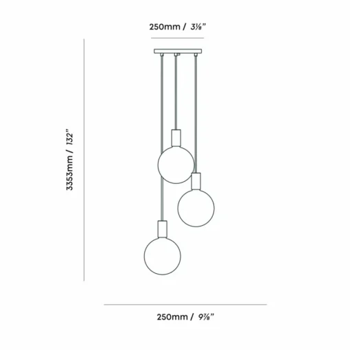 Tala Suspension Triple Pendant ronde, E27 opale, blanc/laiton| Suspensions Led|Suspensions
